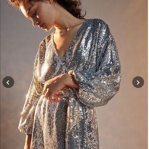 Silver sequin Anthropologie Lisbette dress, NWT. Never worn.